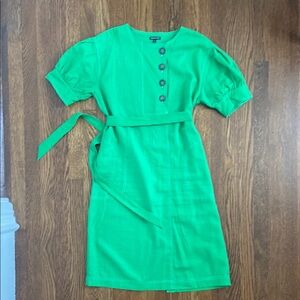 Green Puff Sleeve Sheath